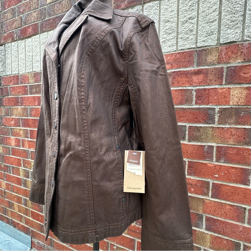 NWT Coldwater Creek Metallic Brown Jean Jacket Trucker BOHO Blazer Lightweight